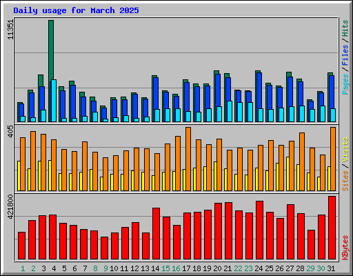 Daily usage for March 2025